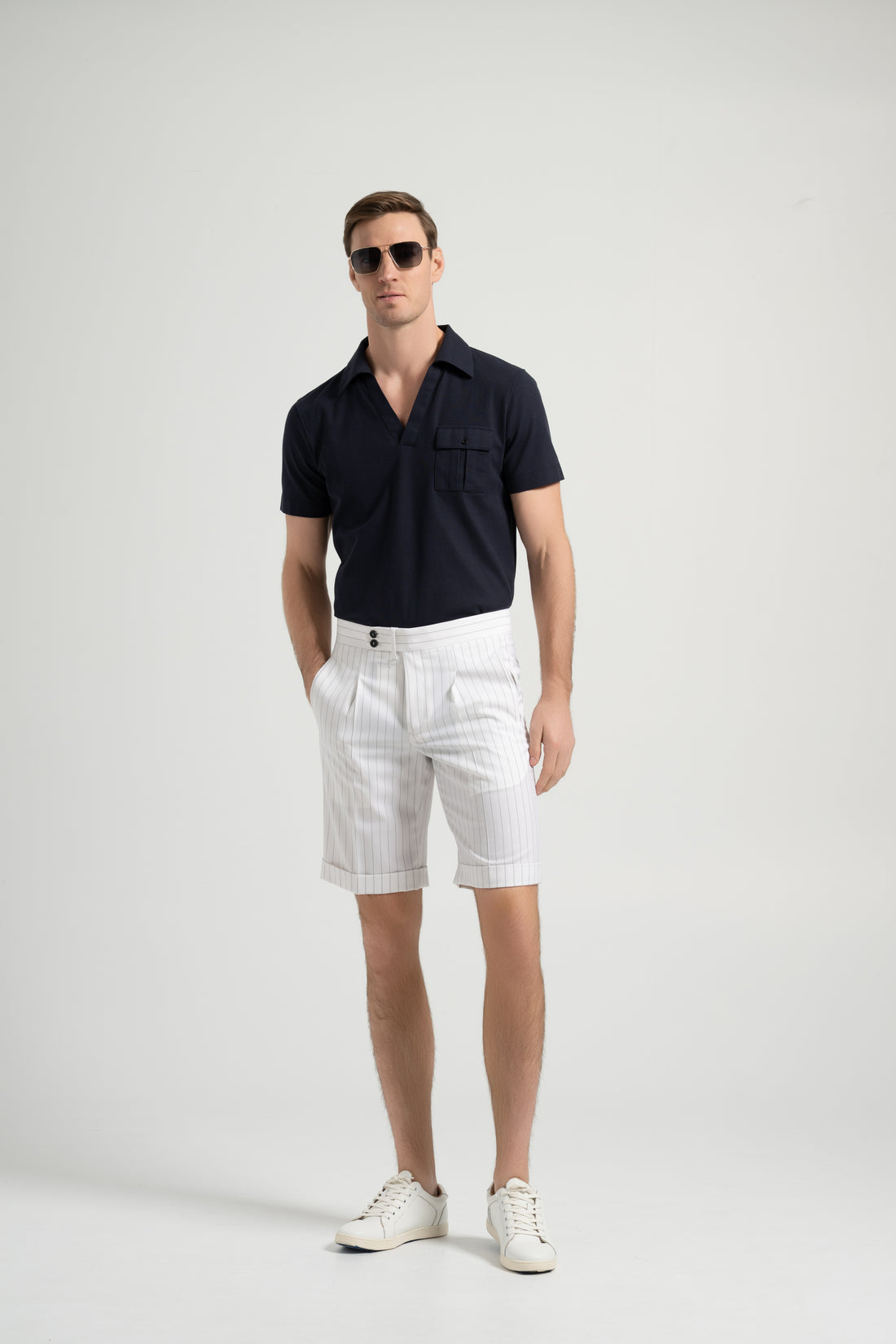 Modern V-Neck Cotton Polo Shirt