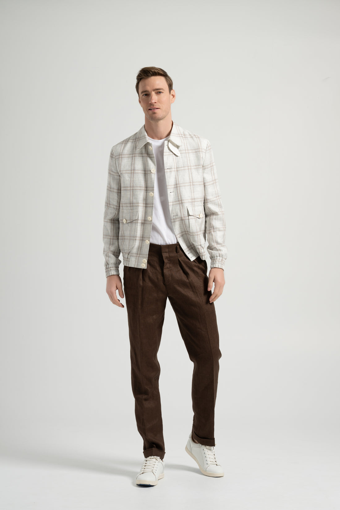 Plaid Linen Casual Jacket